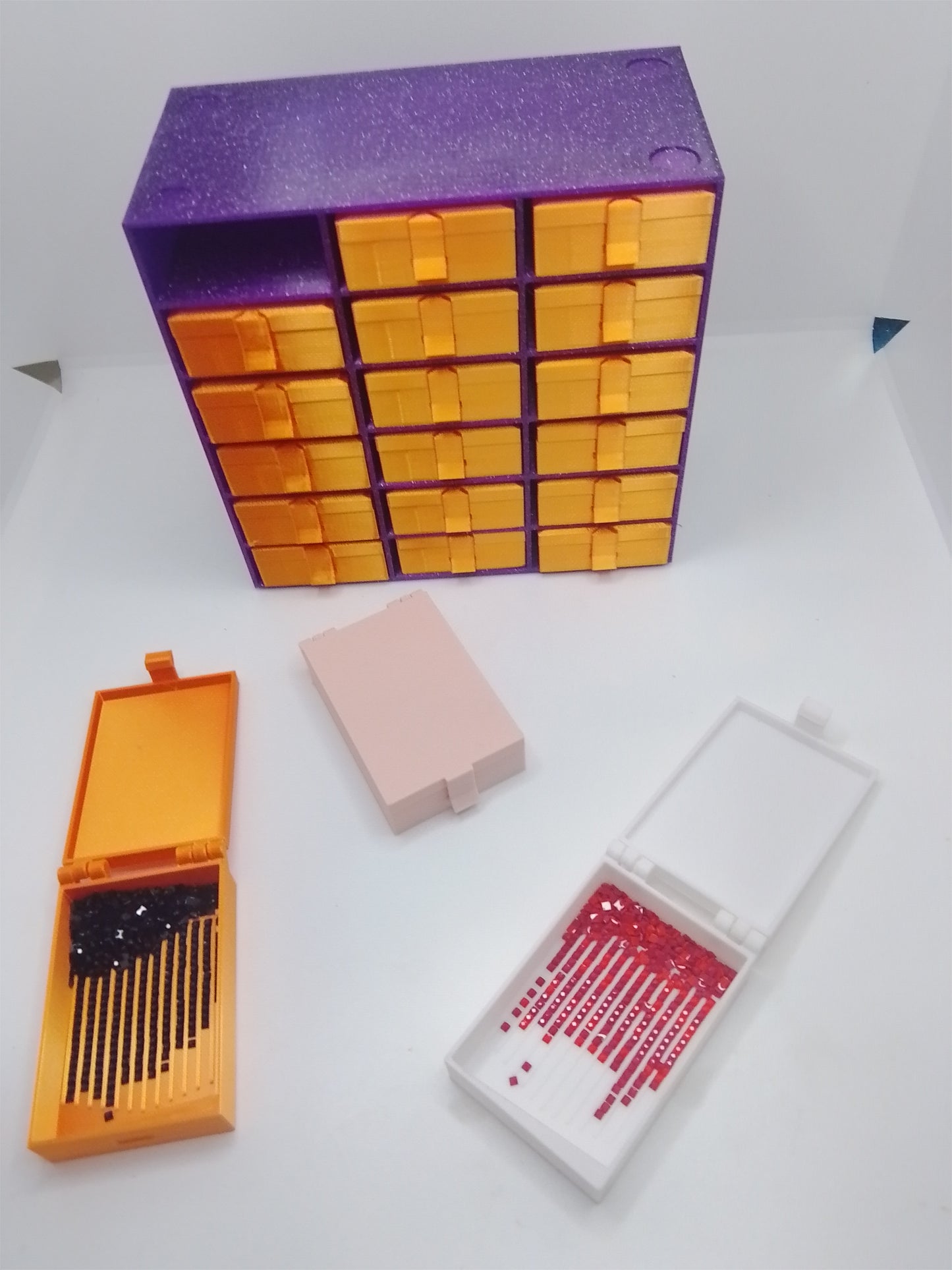 Flippas Diamond Art Drill Container Tray Storage System With 18 Hinged Clip Trays and Stackable Storage!