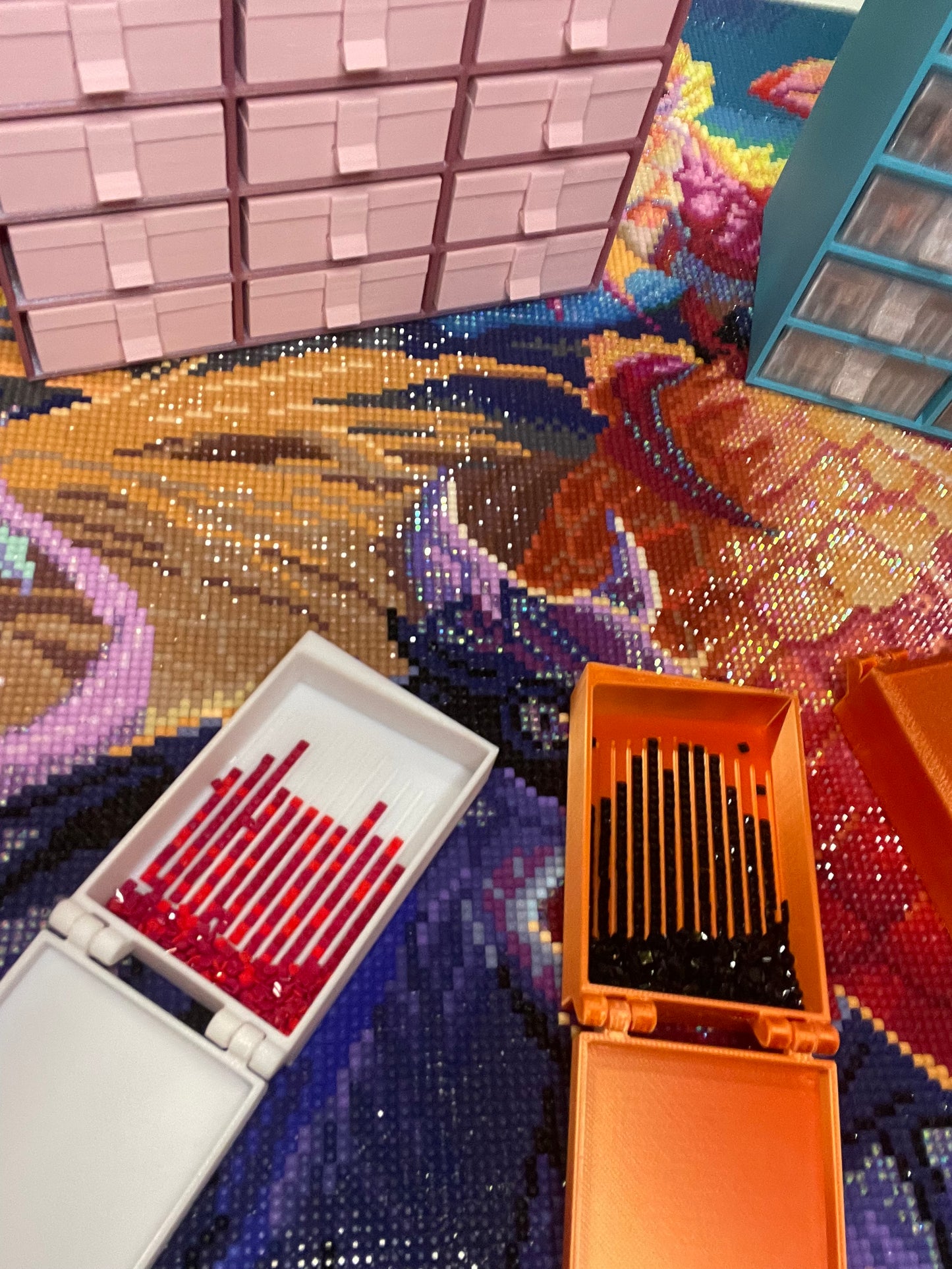 Flippas Diamond Art Drill Container Tray Storage System With 18 Hinged Clip Trays and Stackable Storage!