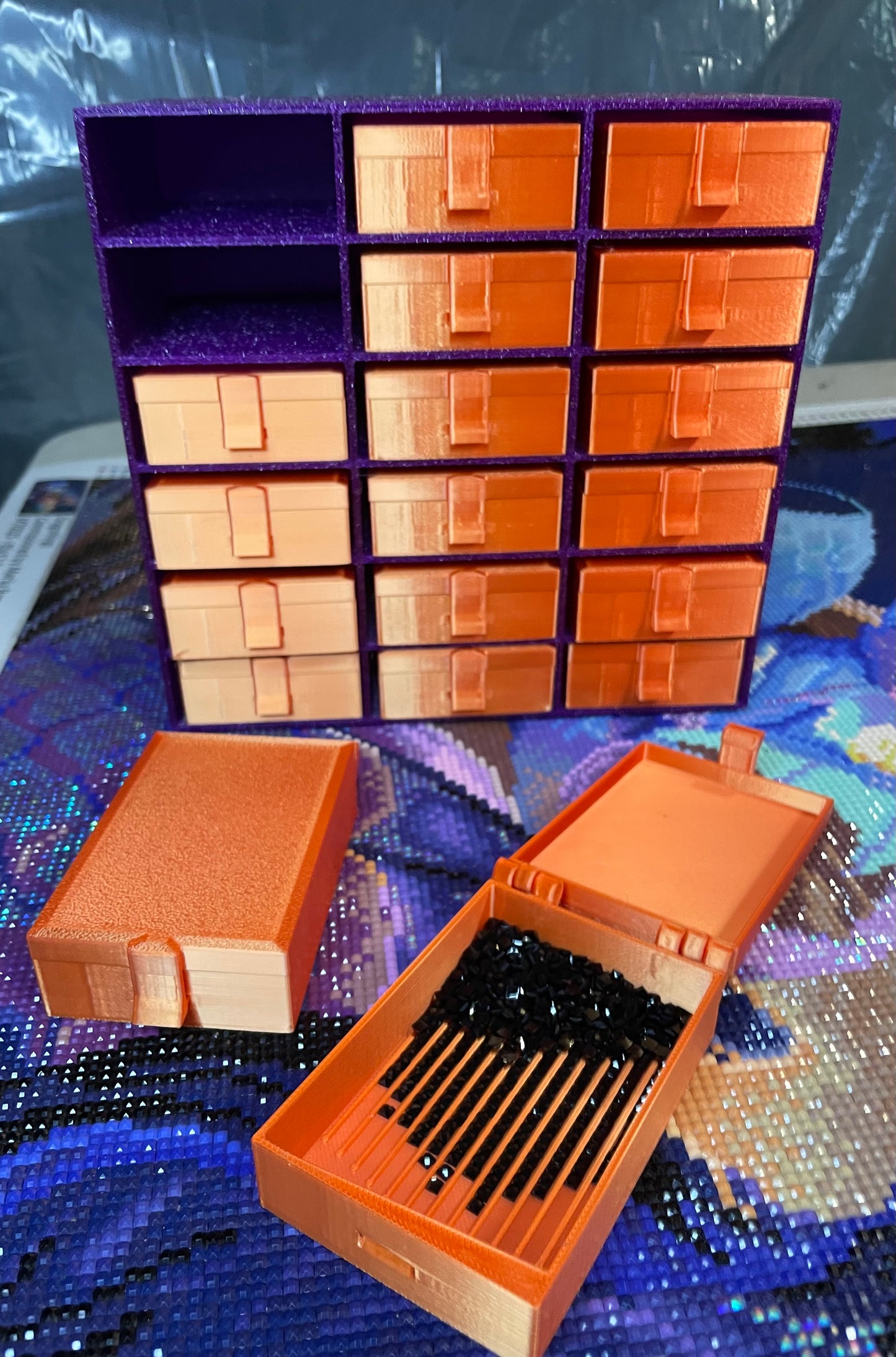Flippas Diamond Art Drill Container Tray Storage System With 18 Hinged Clip Trays and Stackable Storage!
