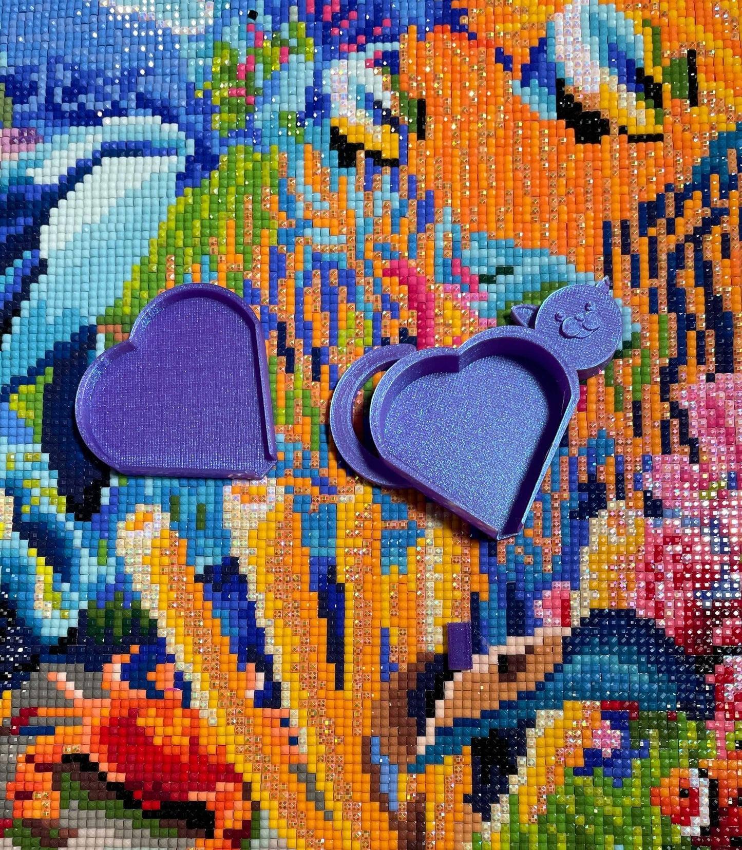 Charmanter Kitty-Müllaufbewahrer für Diamantmalerei-Enthusiasten – Herzdesign, Bohrer-Organizer, aufmerksames Geschenk für Künstler