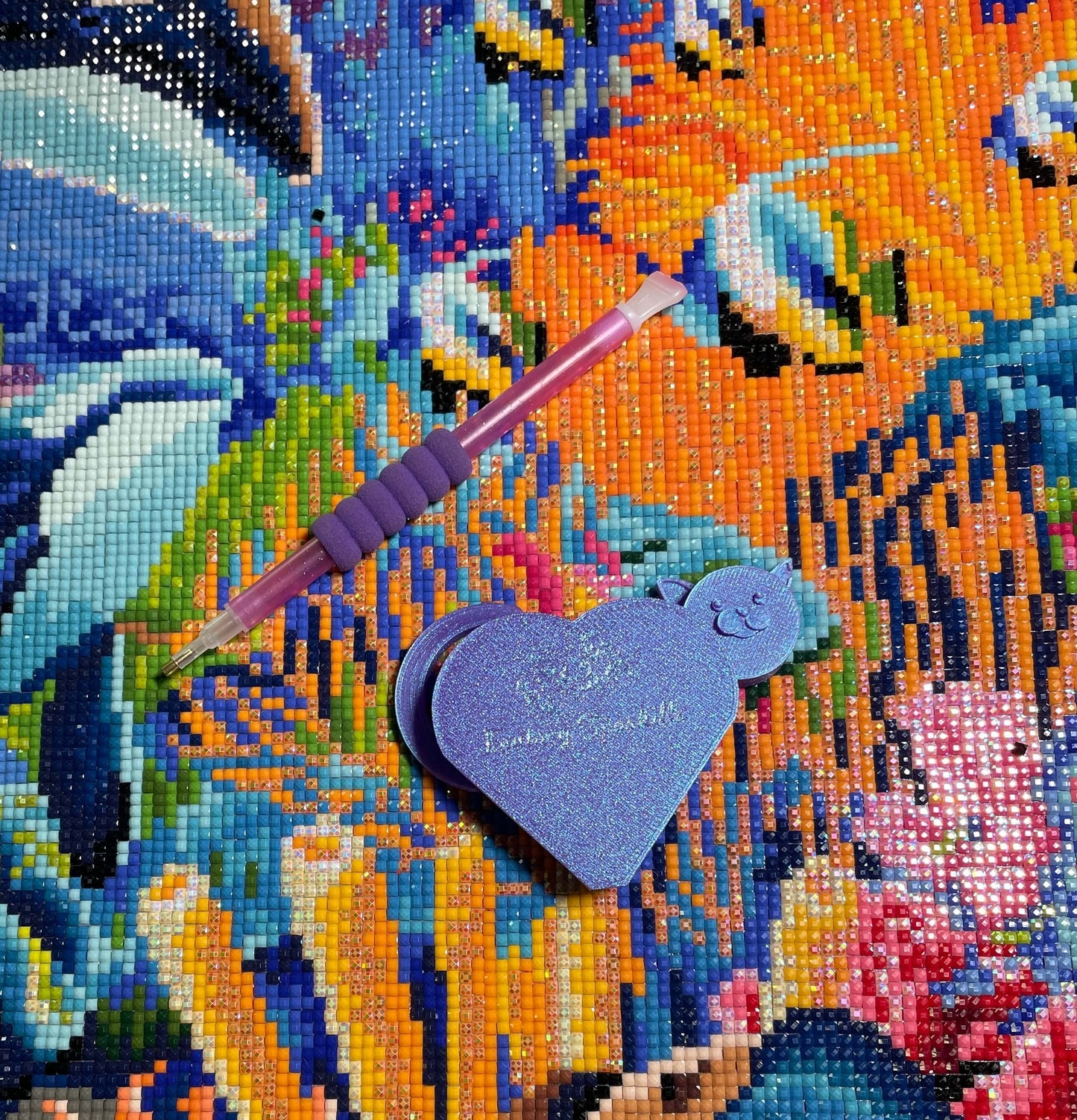 Charmanter Kitty-Müllaufbewahrer für Diamantmalerei-Enthusiasten – Herzdesign, Bohrer-Organizer, aufmerksames Geschenk für Künstler