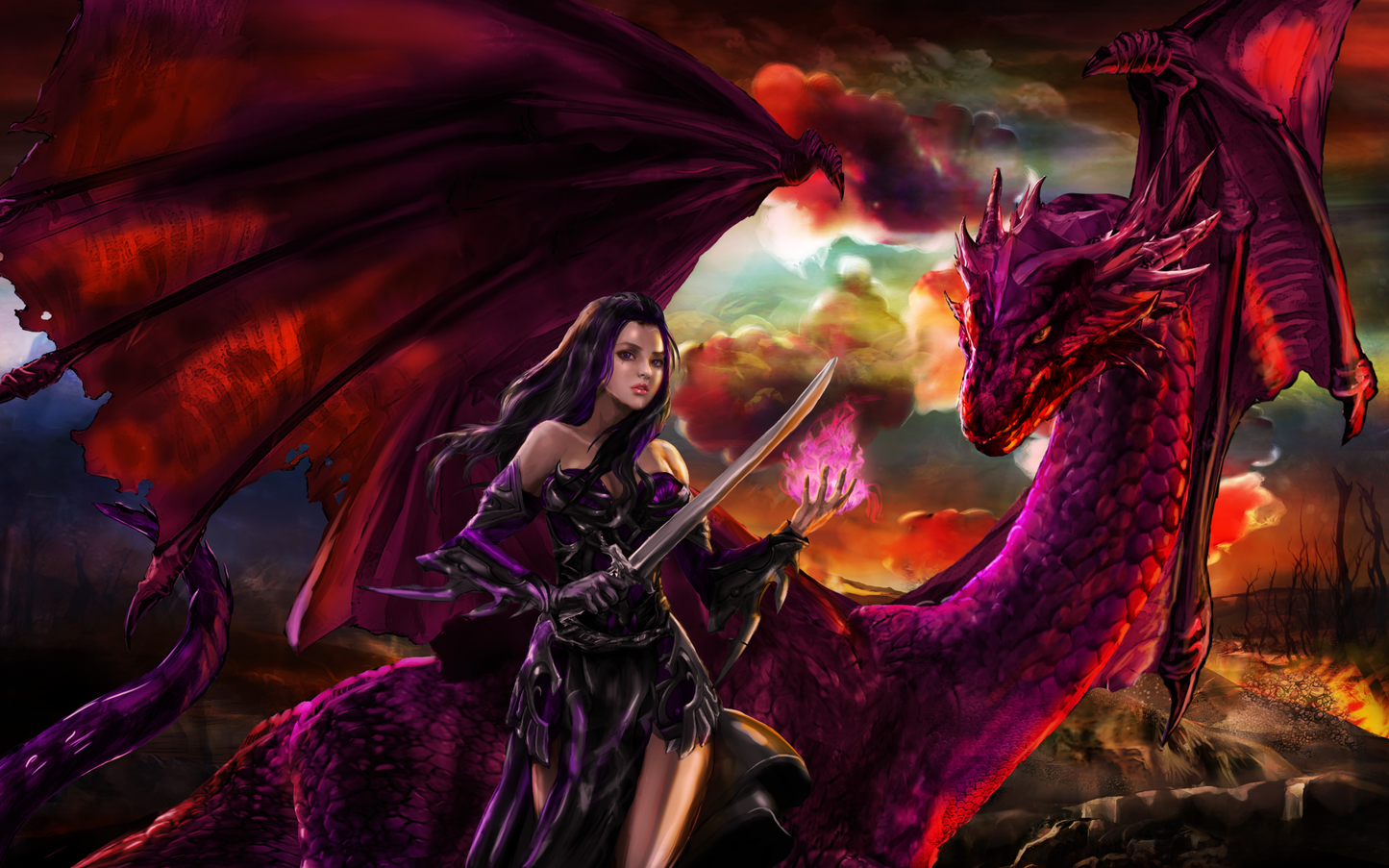 Dragonlings Fantasy Sparkills, handgerendertes Diamant-Kunstgemälde, 95 x 52,8 cm (37,4 x 20,79 Zoll).