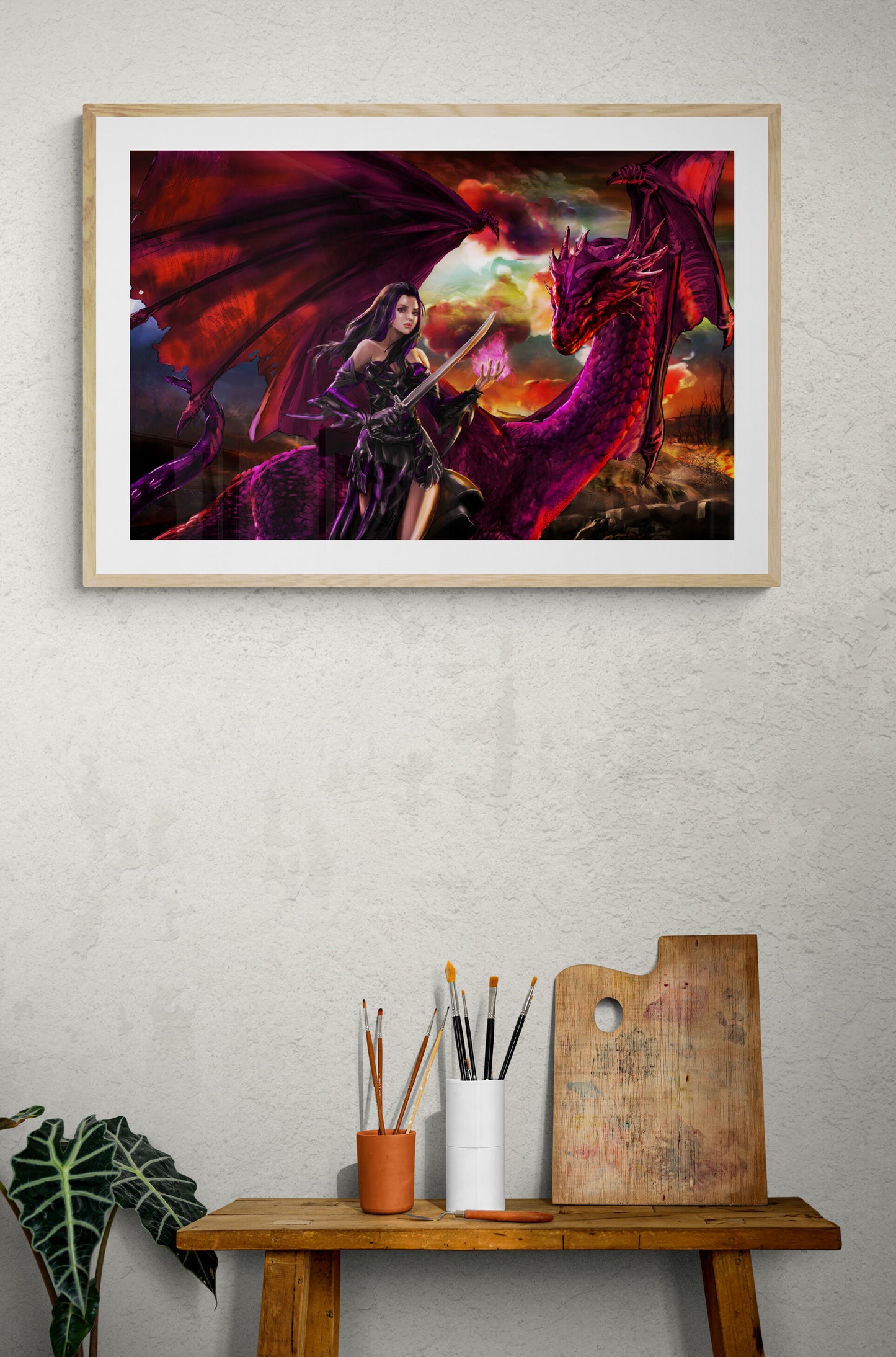 Dragonlings Fantasy Sparkills, handgerendertes Diamant-Kunstgemälde, 95 x 52,8 cm (37,4 x 20,79 Zoll).