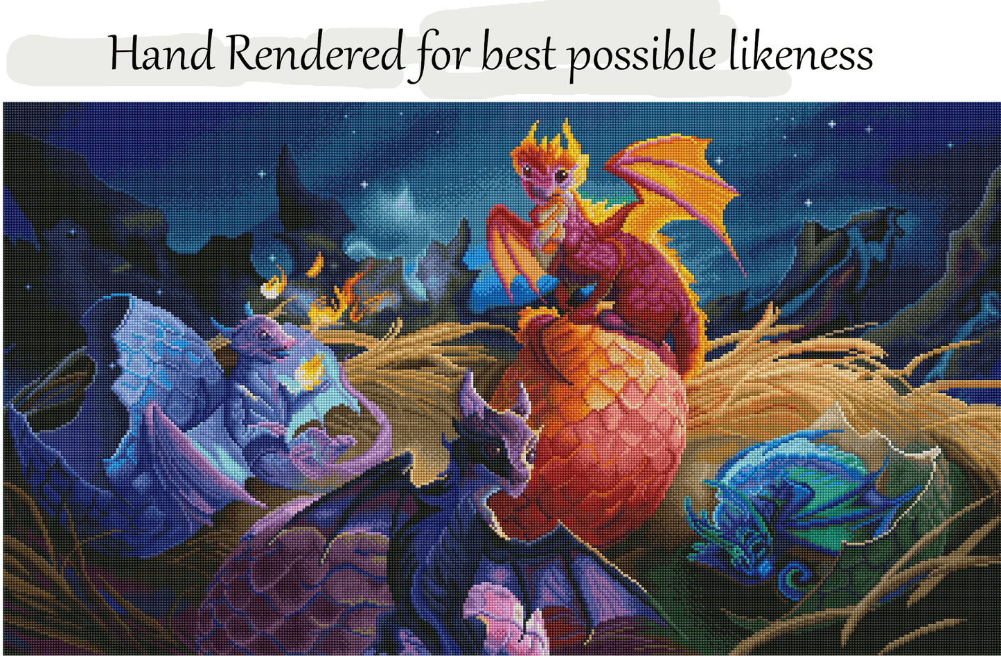Dragonlings Fantasy Sparkills Hand Rendered Diamond Art Painting 95x52.8cm 37.4x20.79 inch