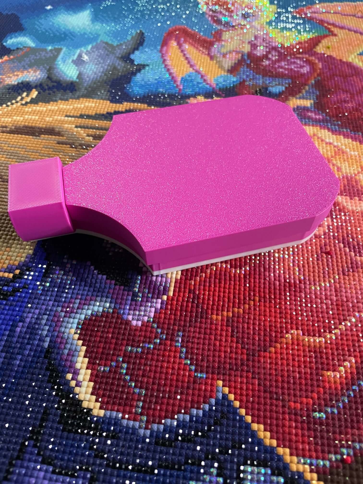 Pink Dragonling Screw & Shake Diamond Art Tray on colorful canvas background