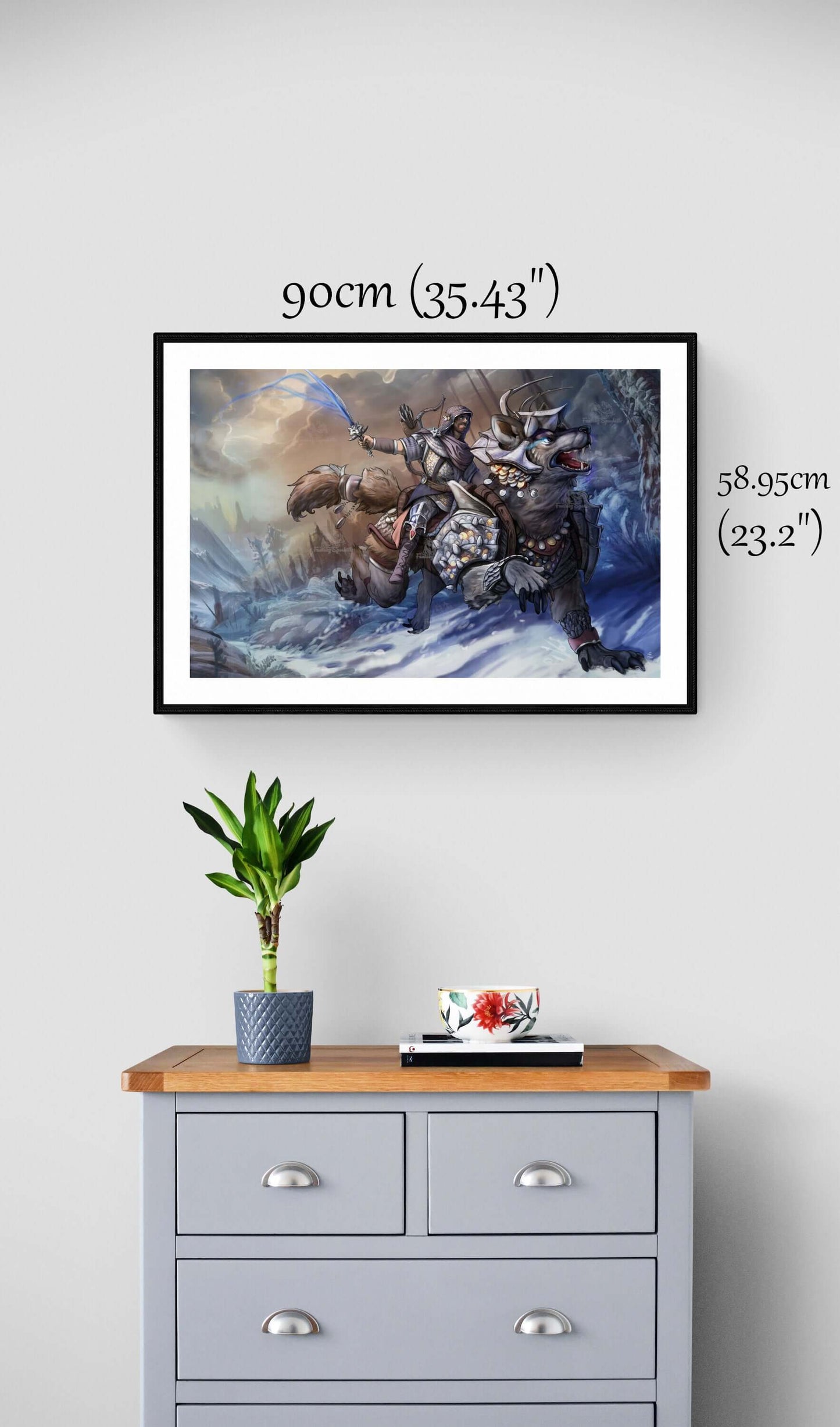 Die Wolfskönig-Fantasie-Sparkills, handgerendertes Diamant-Kunstgemälde, 90 x 58,95 cm (35,43 x 23,2 Zoll).