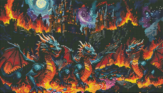 Dragonlings Fantasy Sparkills Peinture d'art diamant rendue à la main 95x52.8cm 37.4x20.79 pouces