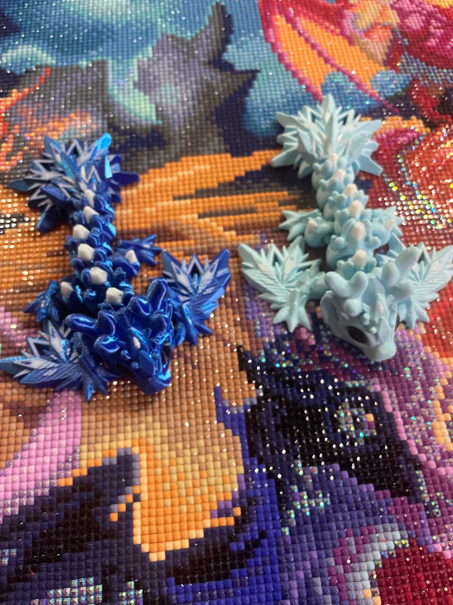 Diamond Painters Little Mates Dragon painting partner, with valentines dragons