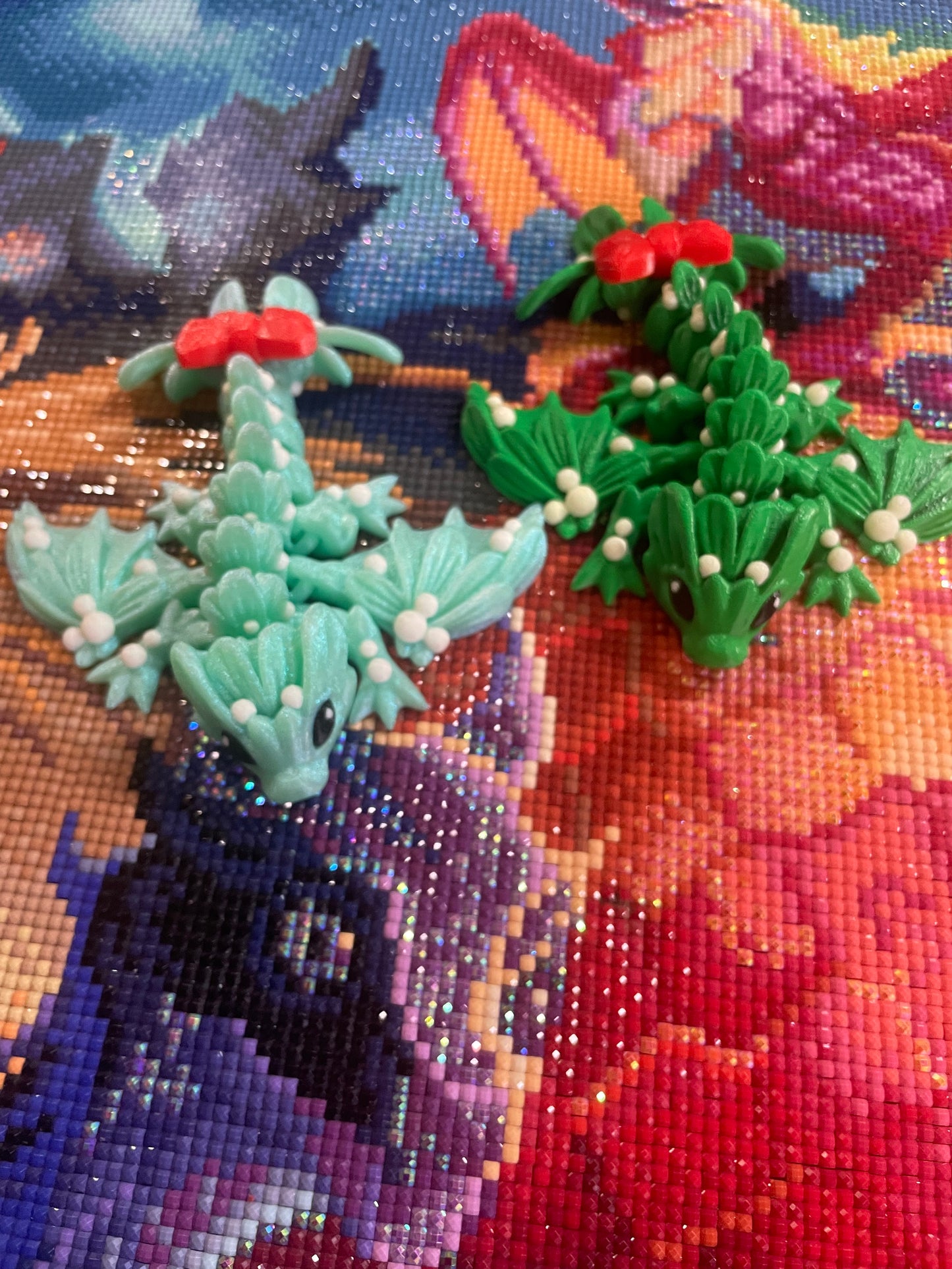 Diamond Painters Little Mates Dragon painting partner, with valentines dragons