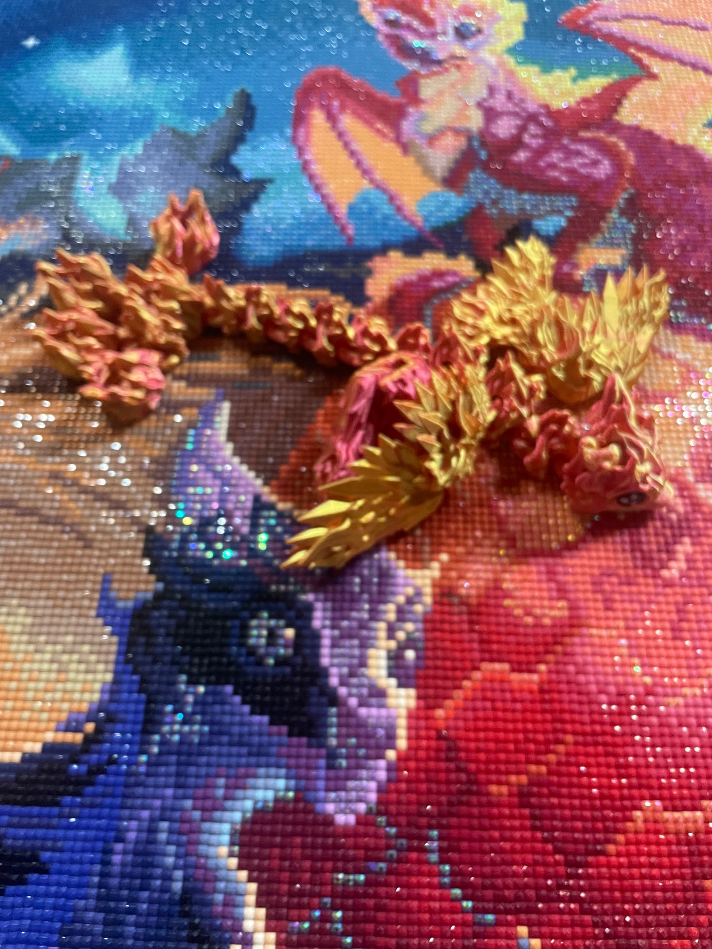 Diamond Painters Little Mates Dragon painting partner, with valentines dragons