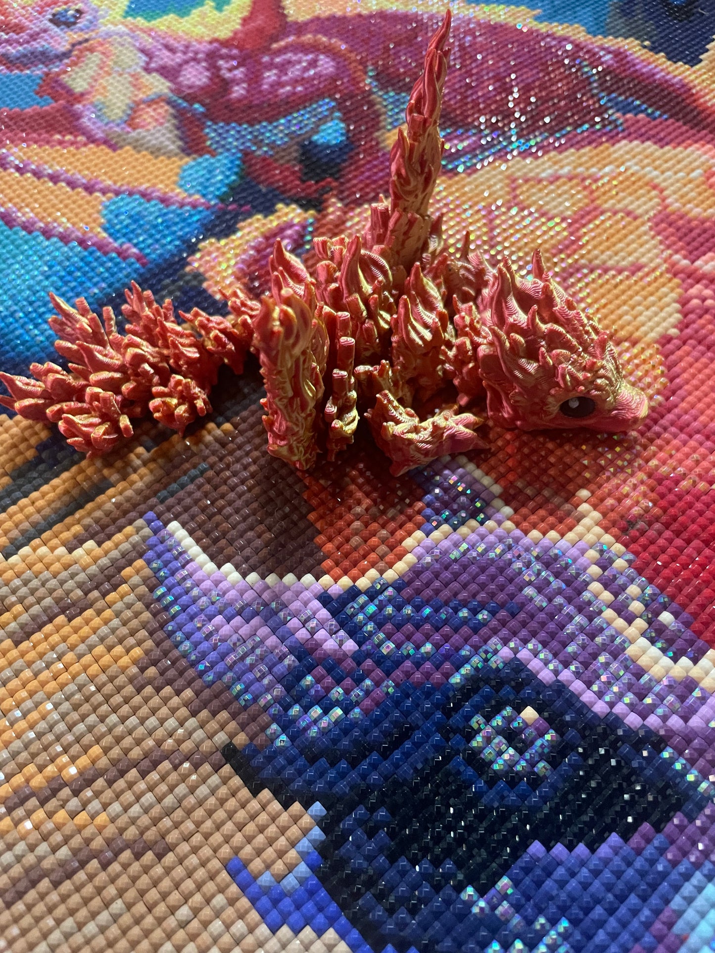 Diamond Painters Little Mates Dragon painting partner, with valentines dragons