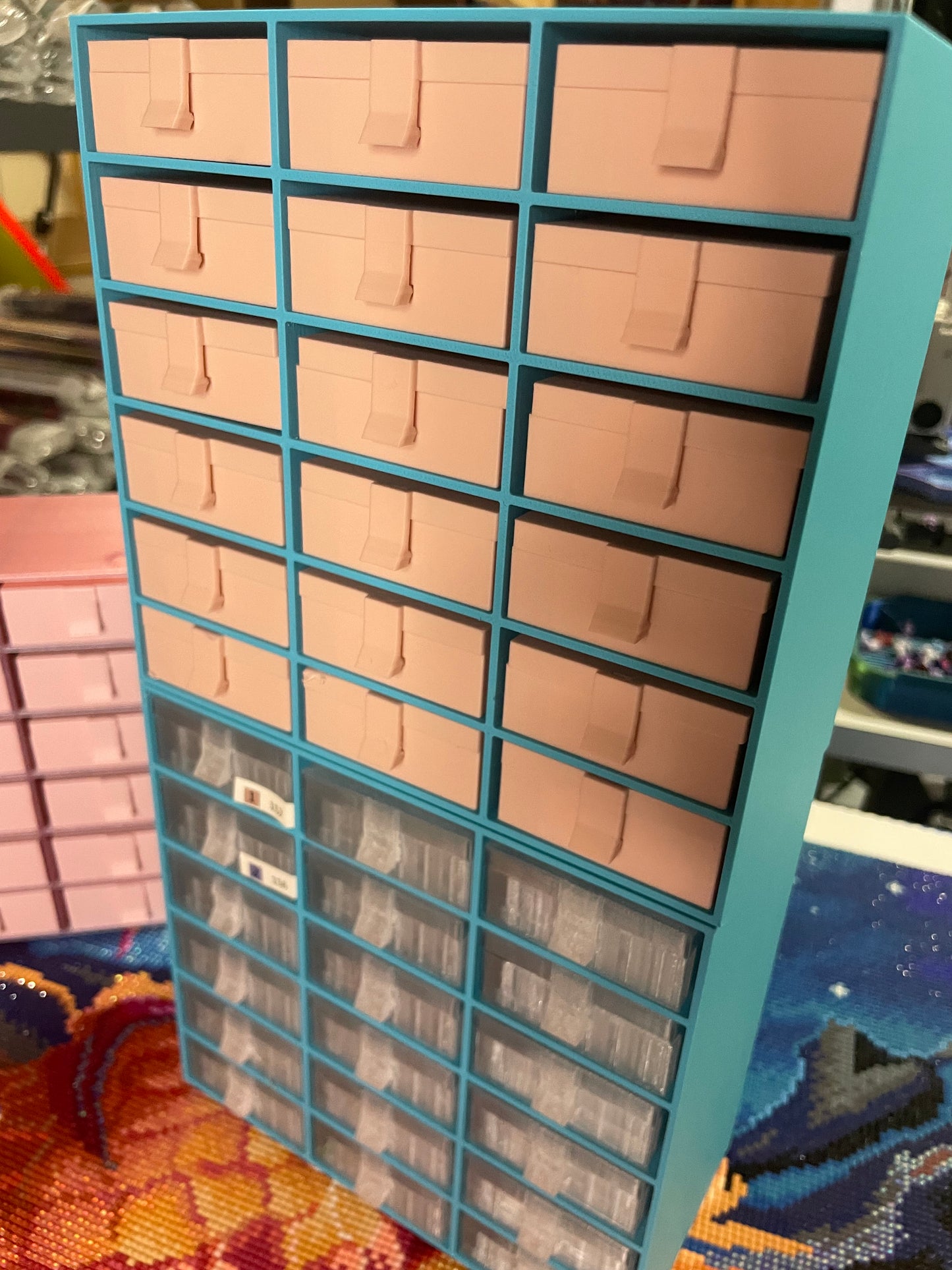 Flippas Diamond Art Drill Container Tray Storage System With 18 Hinged Clip Trays and Stackable Storage!