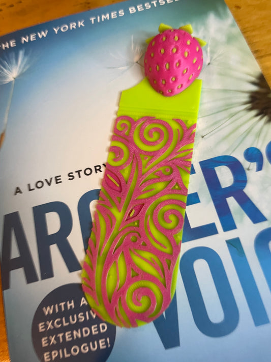 Strawberry 3D Printed Bookmark, Cute and Colorful Fruit Design for Marking Pages, Perfect Reader Gift