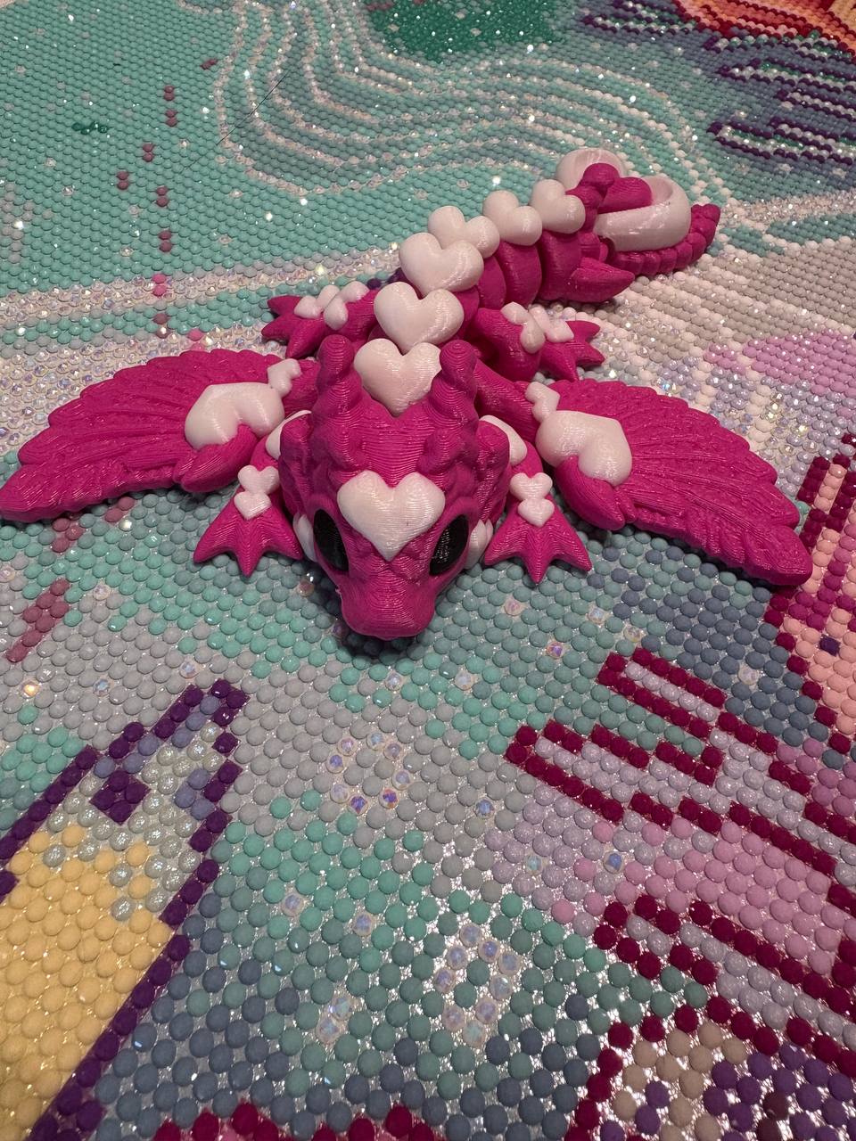 Diamond Painters Little Mates Dragon painting partner, with valentines dragons