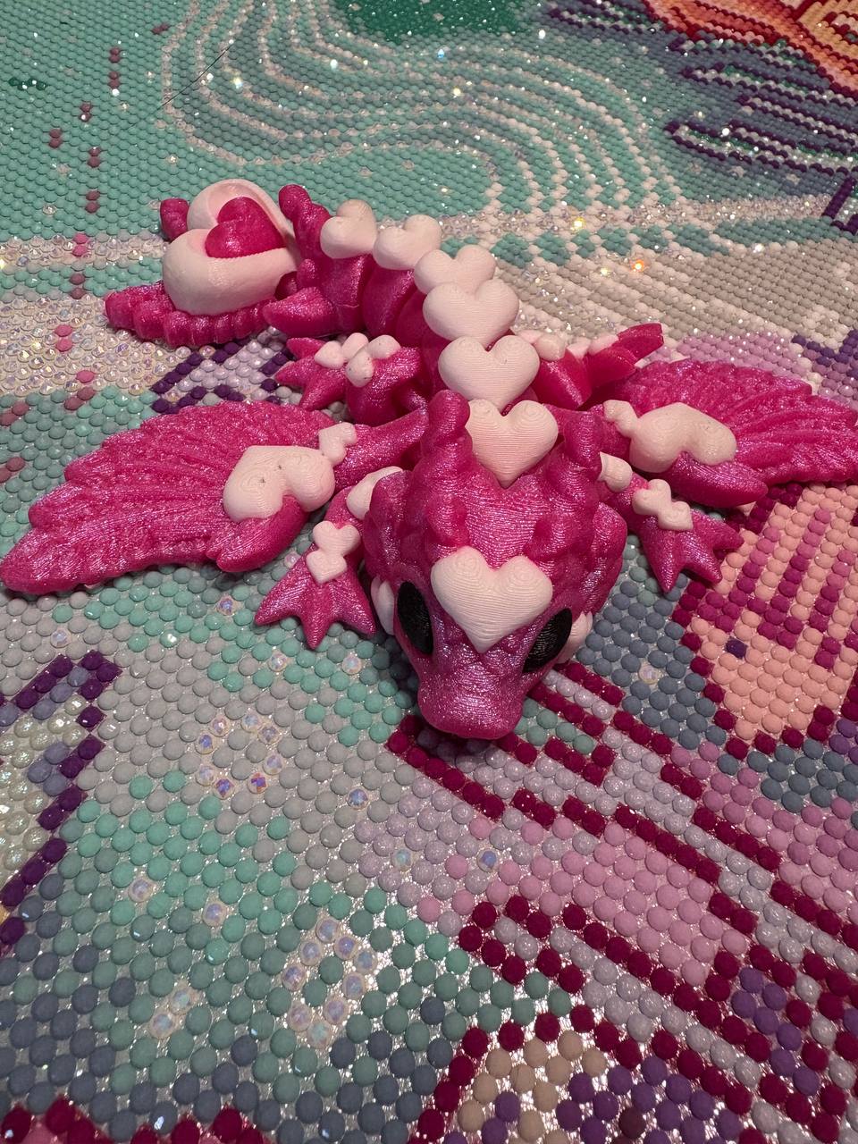 Diamond Painters Little Mates Dragon painting partner, with valentines dragons