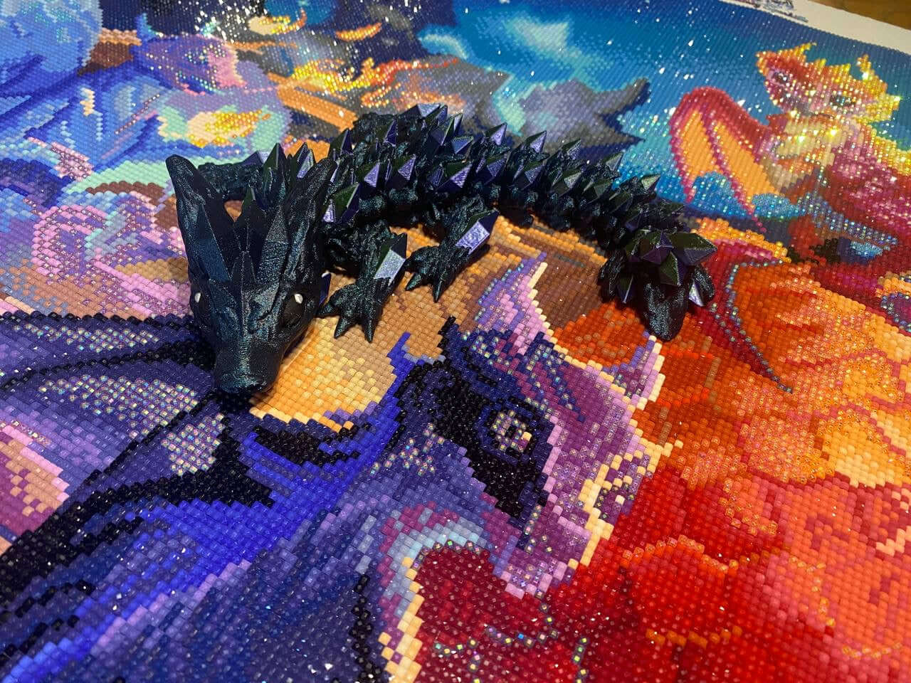 Diamond Painters Little Mates Dragon painting partner, with valentines dragons