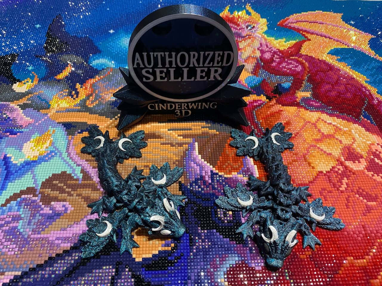 Diamond Painters Little Mates Dragon painting partner, with valentines dragons