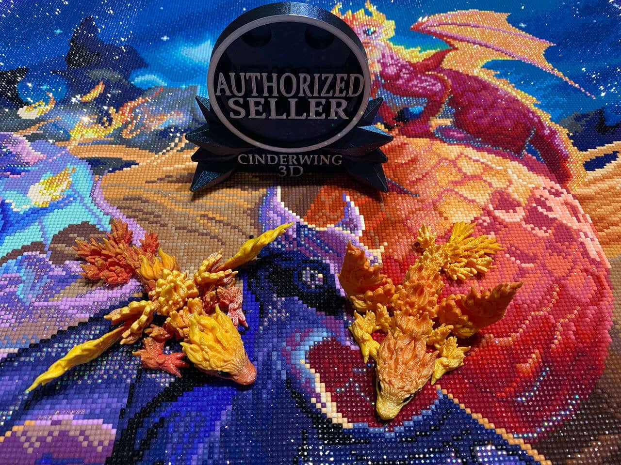 Diamond Painters Little Mates Dragon painting partner, with valentines dragons