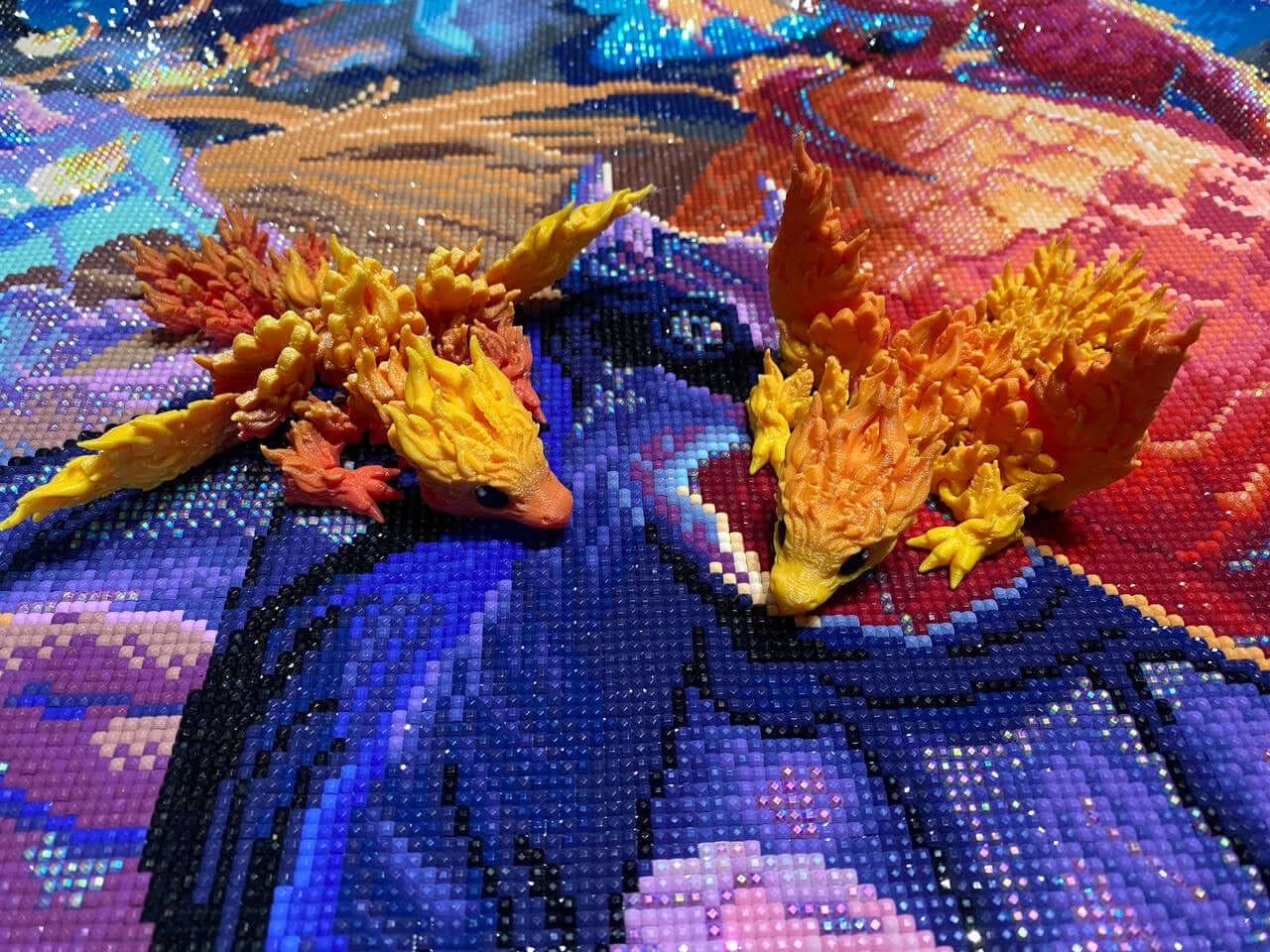 Diamond Painters Little Mates Dragon painting partner, with valentines dragons