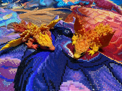 Diamond Painters Little Mates Dragon painting partner, with valentines dragons