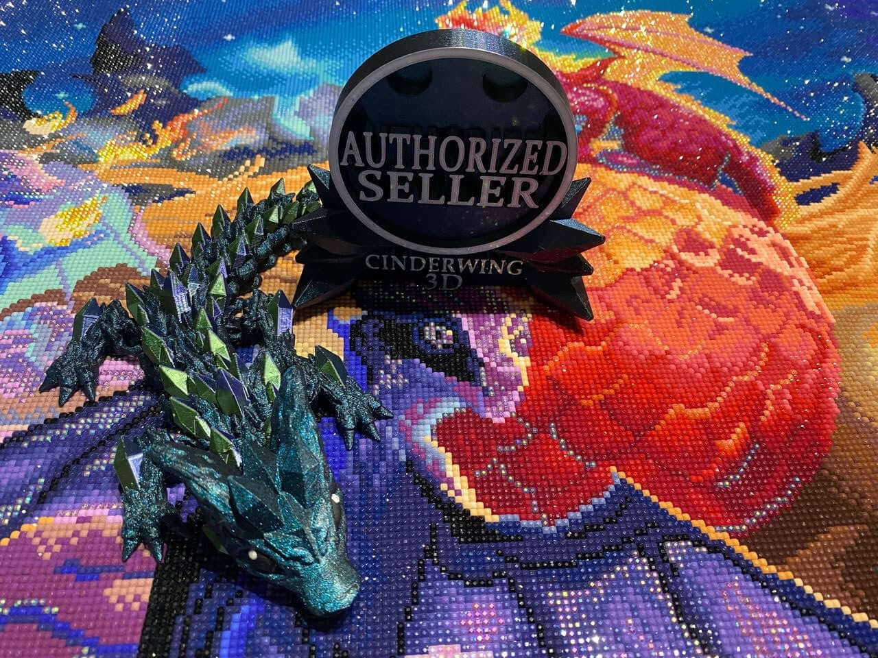 Diamond Painters Little Mates Dragon painting partner, with valentines dragons