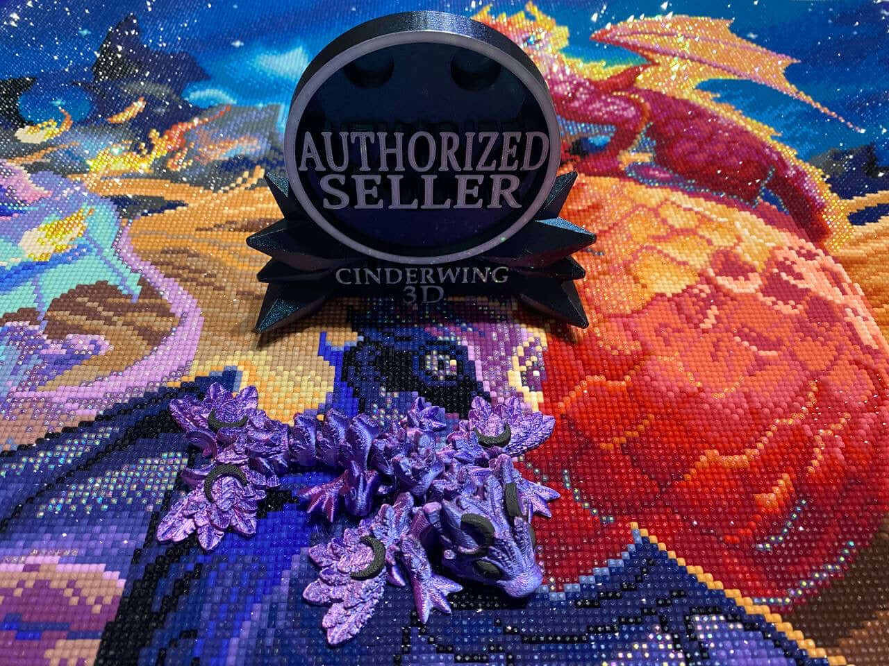 Diamond Painters Little Mates Dragon painting partner, with valentines dragons