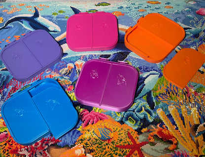 Double Dragon Dual Diamond Art Tray With Two Separate Sides, Two Stoppers and Two Sliding Lids