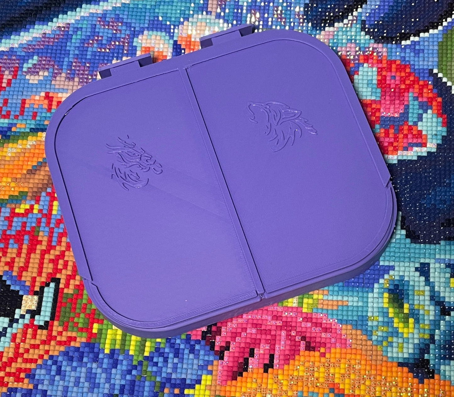 Double Dragon Dual Diamond Art Tray With Two Separate Sides, Two Stoppers and Two Sliding Lids