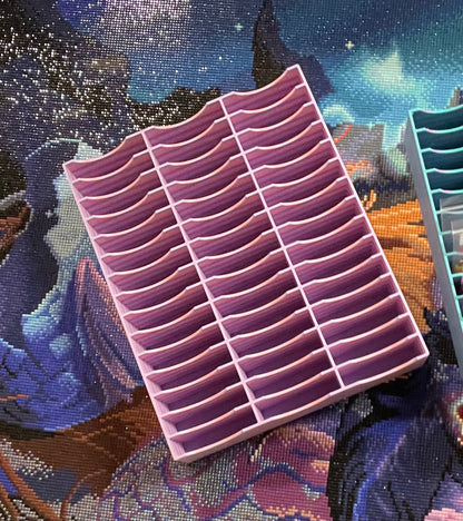 Diamond Art Baggy Storage Tray with 45 Thick Slots, Solid Durable Walls in Cool Colours – Perfect Organizer for Diamond Painting Lovers