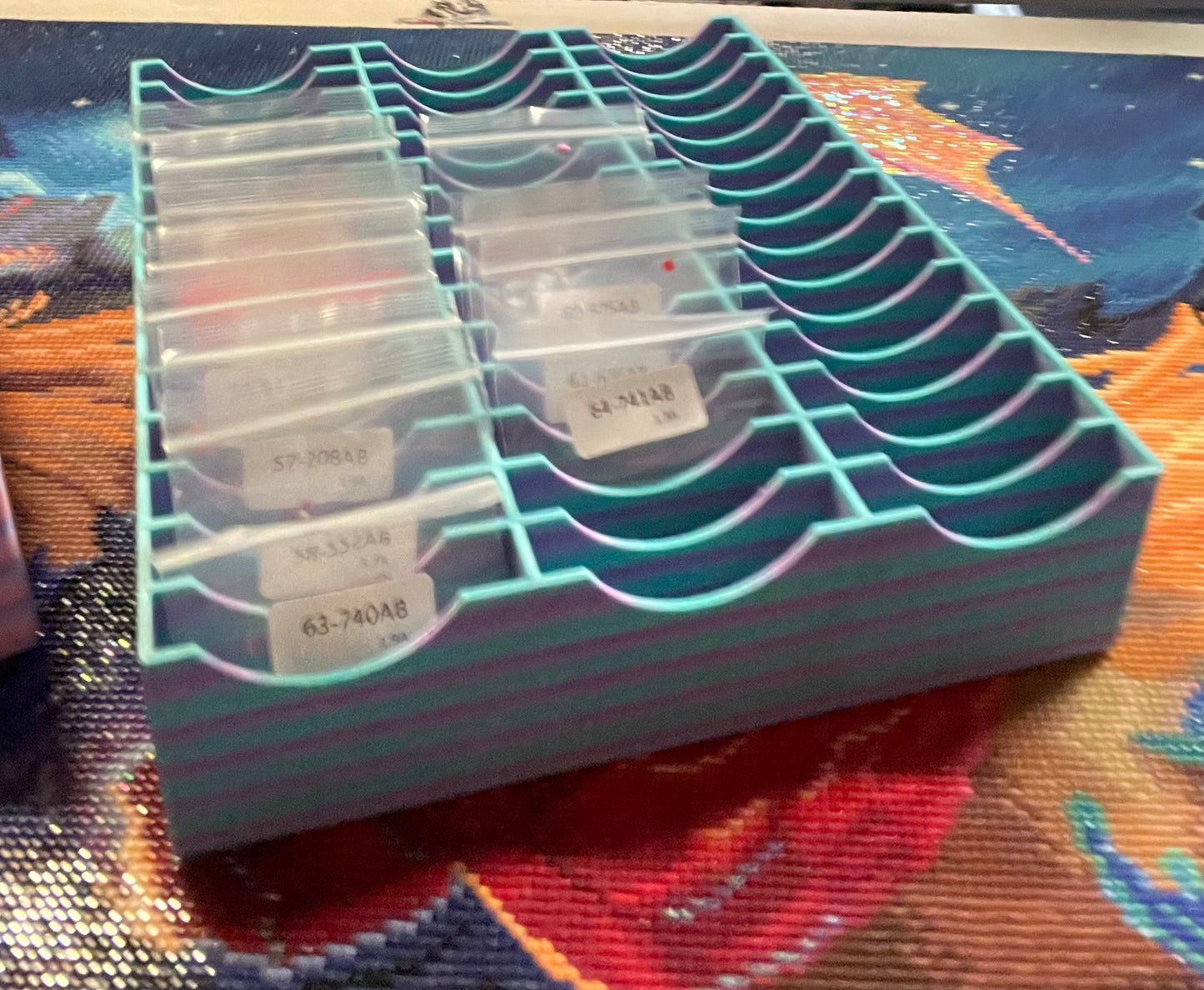 Diamond Art Baggy Storage Tray with 45 Thick Slots, Solid Durable Walls in Cool Colours – Perfect Organizer for Diamond Painting Lovers