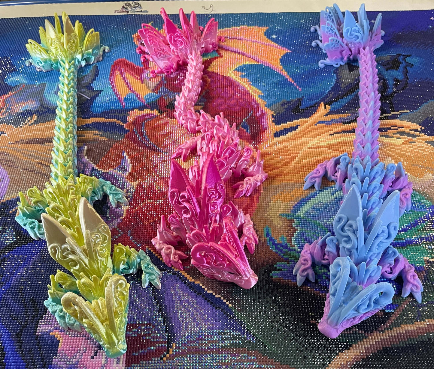 Diamond Painters Little Mates Dragon painting partner, with valentines dragons