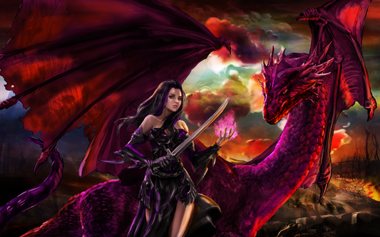 Dragon Warrior Princess Sparkills Hand Rendered Square Drill Diamond Art Painting 90x60cm 35x23 inch