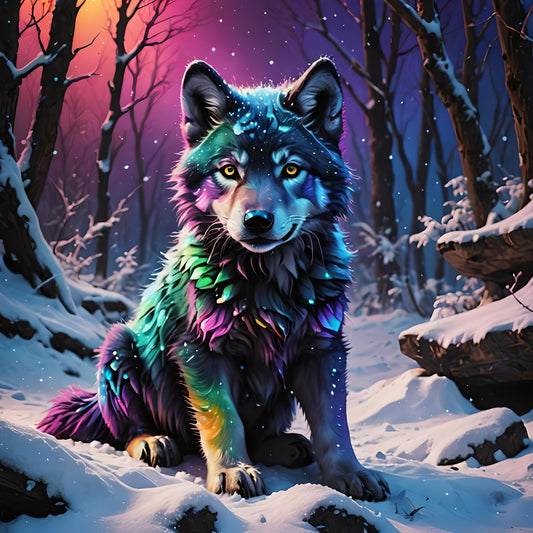 Howl Of the Moon Fantasy Sparkills Hand Rendered Round Drill Diamond Art Painting 50x50cm 19.69x19.69 inch