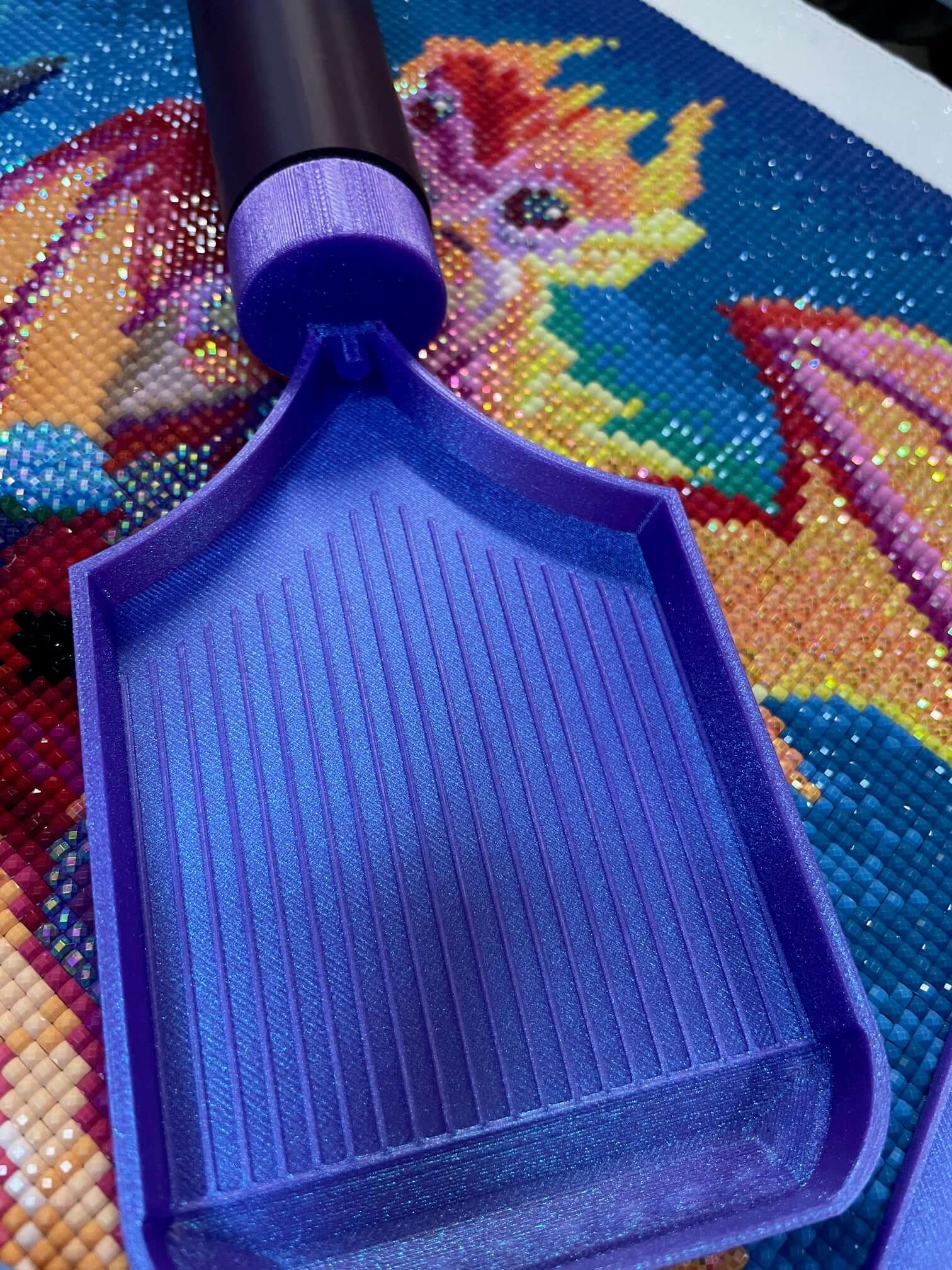 Purple Dragonling Screw & Shake Diamond Art Tray on vibrant diamond painting background.