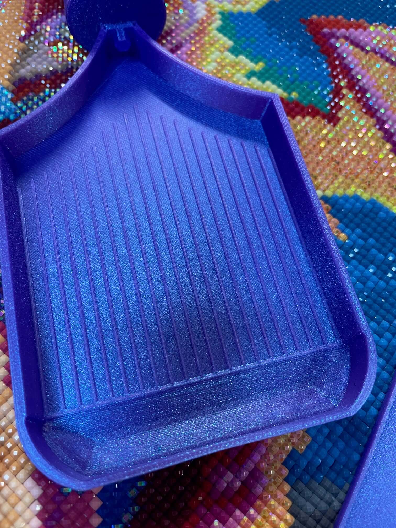 Purple Dragonling Screw & Shake Diamond Art Tray on colorful bead mat