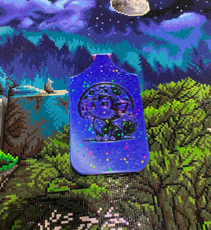 Blue diamond art tray with a werewolf design on a colorful nature-themed background, part of the Halloween Spooky Box set.
